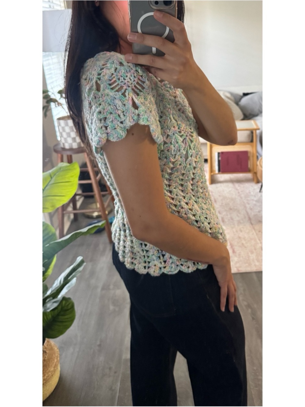 Vintage Handmade Pastel Crochet Top - Picture 4 of 7